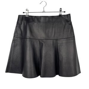 Vince Black Lambskin Leather A-Line Flare Mini Skirt Women's Size 4 $585